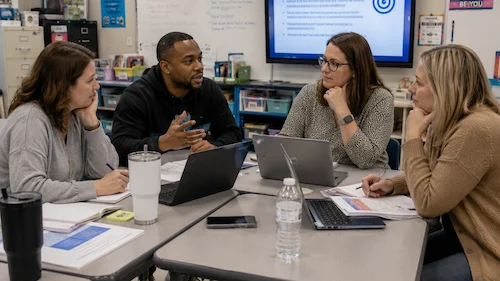 Educators in conversation during professional development